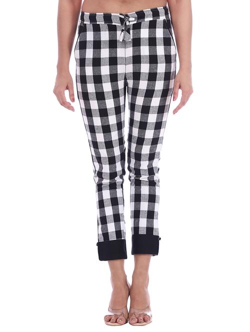 women mid rise checkered cigarette pant - 18386087 - Standard Image - 0