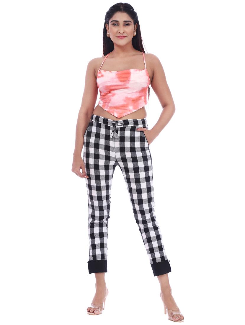 women mid rise checkered cigarette pant - 18386087 - Standard Image - 3