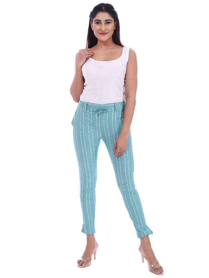 women mid rise striped cigarette pant - 18386090 -  Standard Image - 3