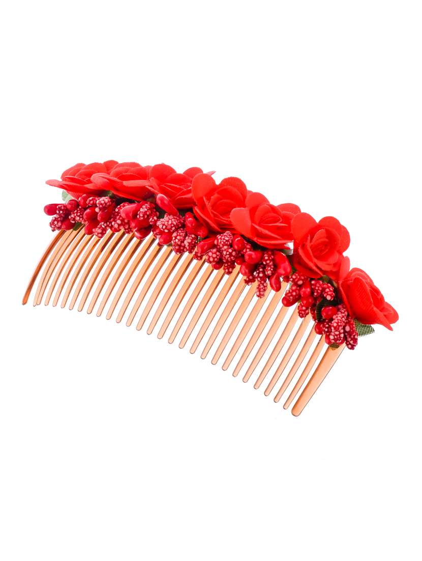 red floral handcrafed hair accessory - 18386342 -  Standard Image - 3