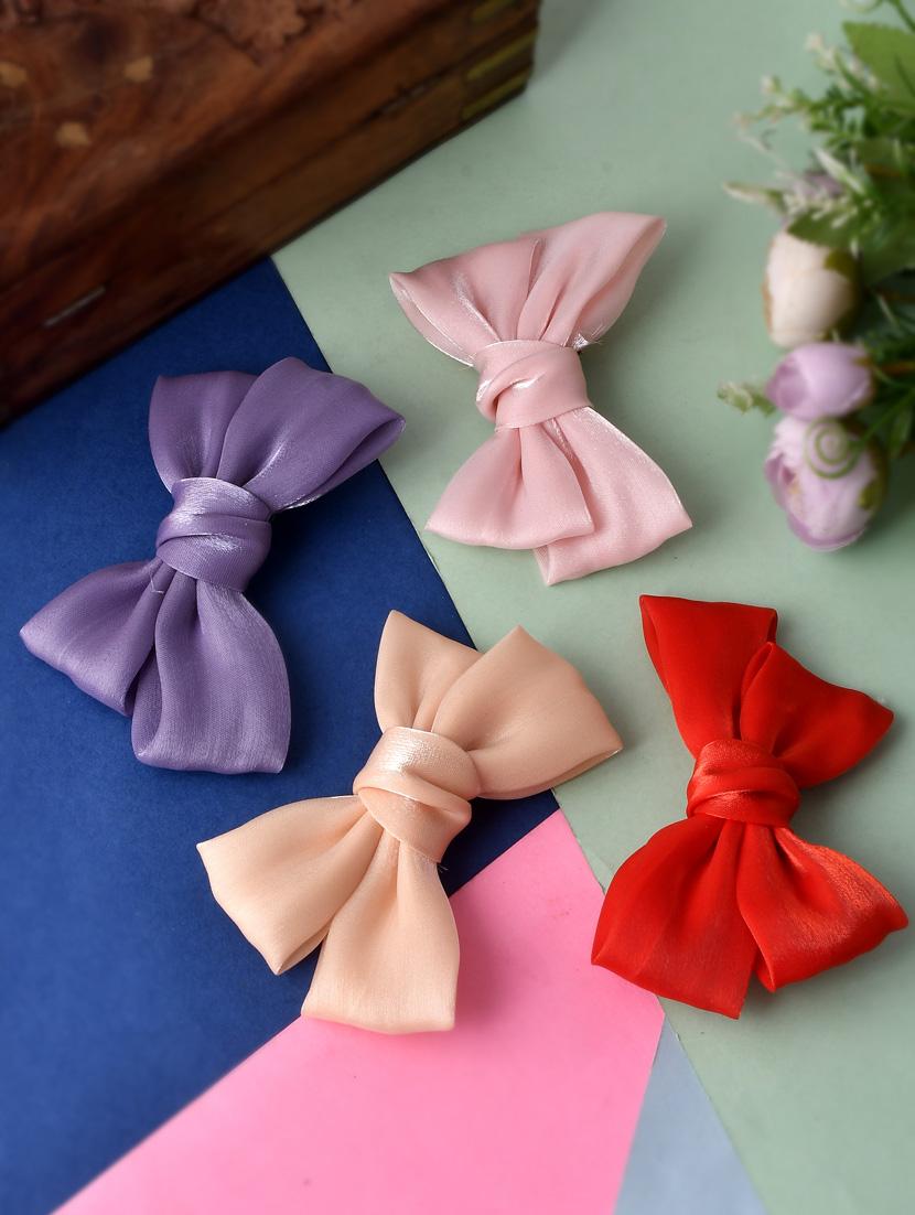 set of 4 multi colored bow alligator hair pin - 18386469 -  Zoom Image - 0