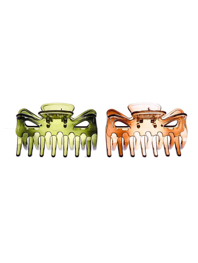 Set Of 2 Green & Brown Claw Clips - 18386491 -  Standard Image - 3