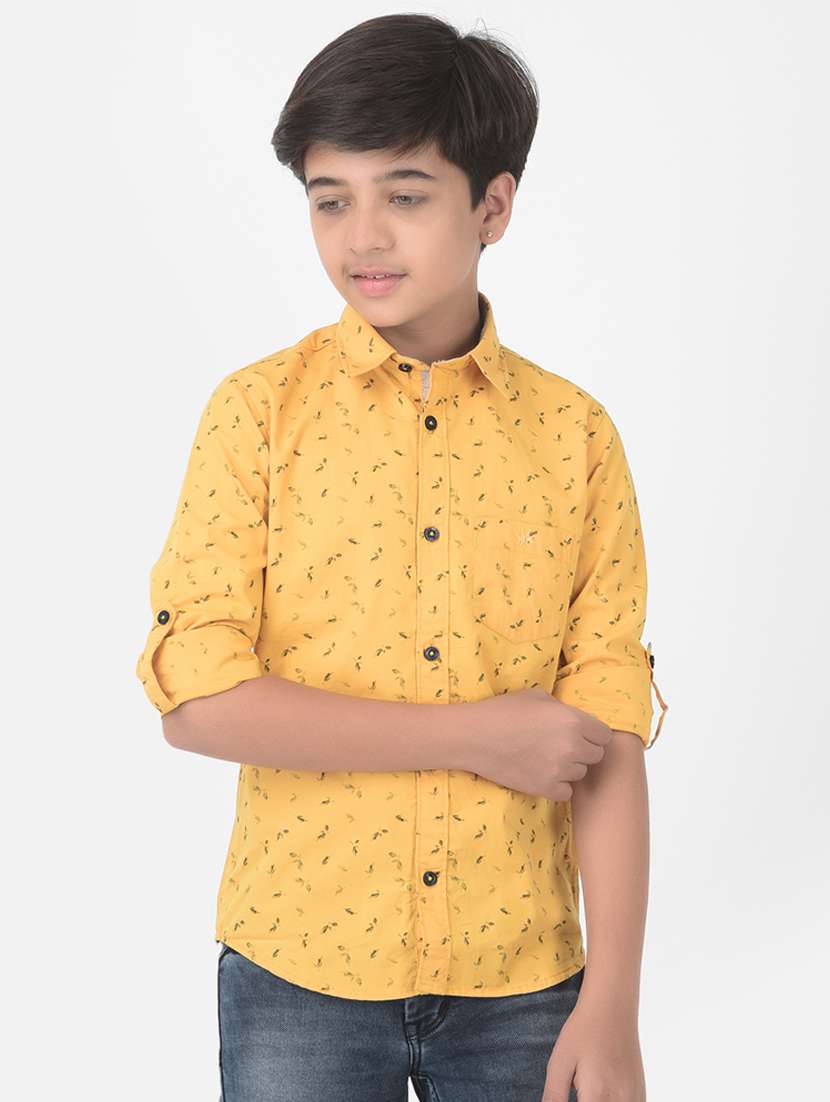 yellow printed shirt