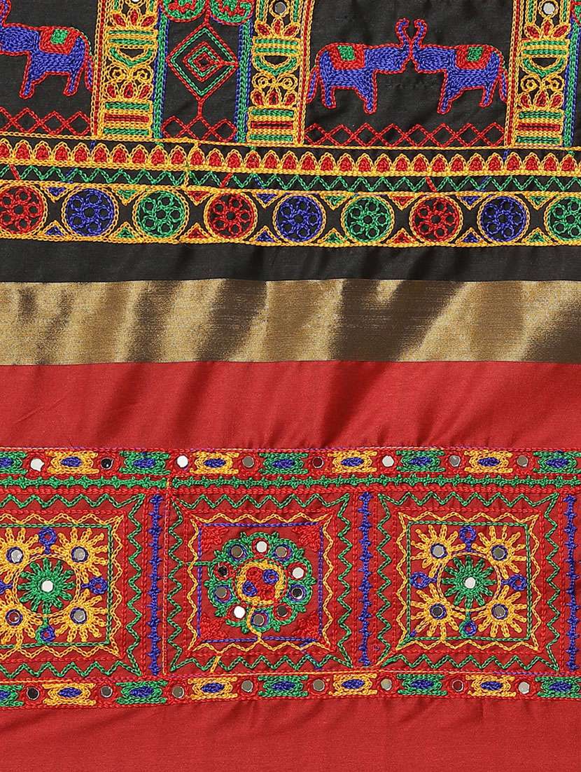 black cotton silk embroidered saree with blouse - 18386752 - Standard Image - 5