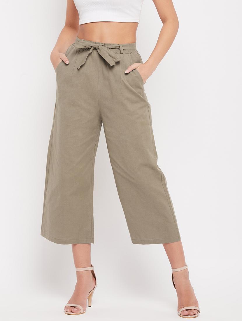 tie front solid pleated trouser - 18387068 -  Zoom Image - 0