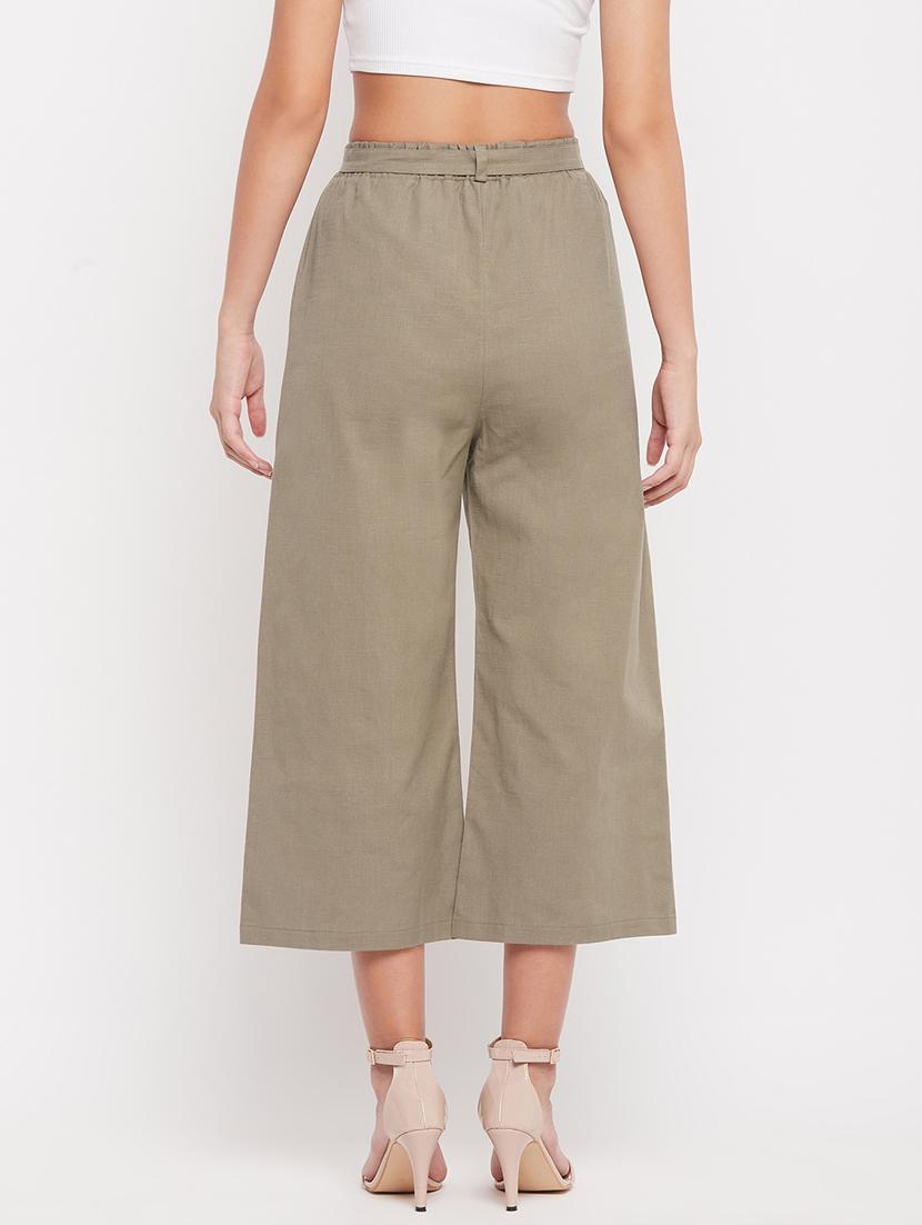 tie front solid pleated trouser - 18387068 - Standard Image - 3
