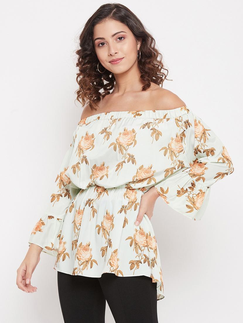 off shoulder printed peplum top - 18387082 - Zoom Image - 0