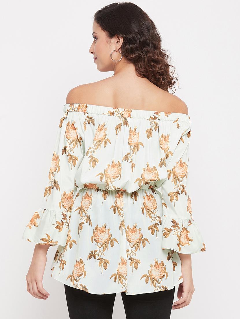 off shoulder printed peplum top - 18387082 - Standard Image - 3