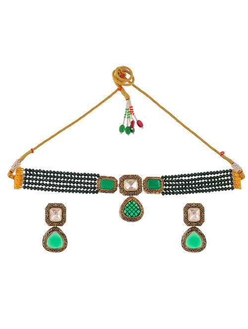 green brass necklaces and earring - 18387521 -  Standard Image - 0