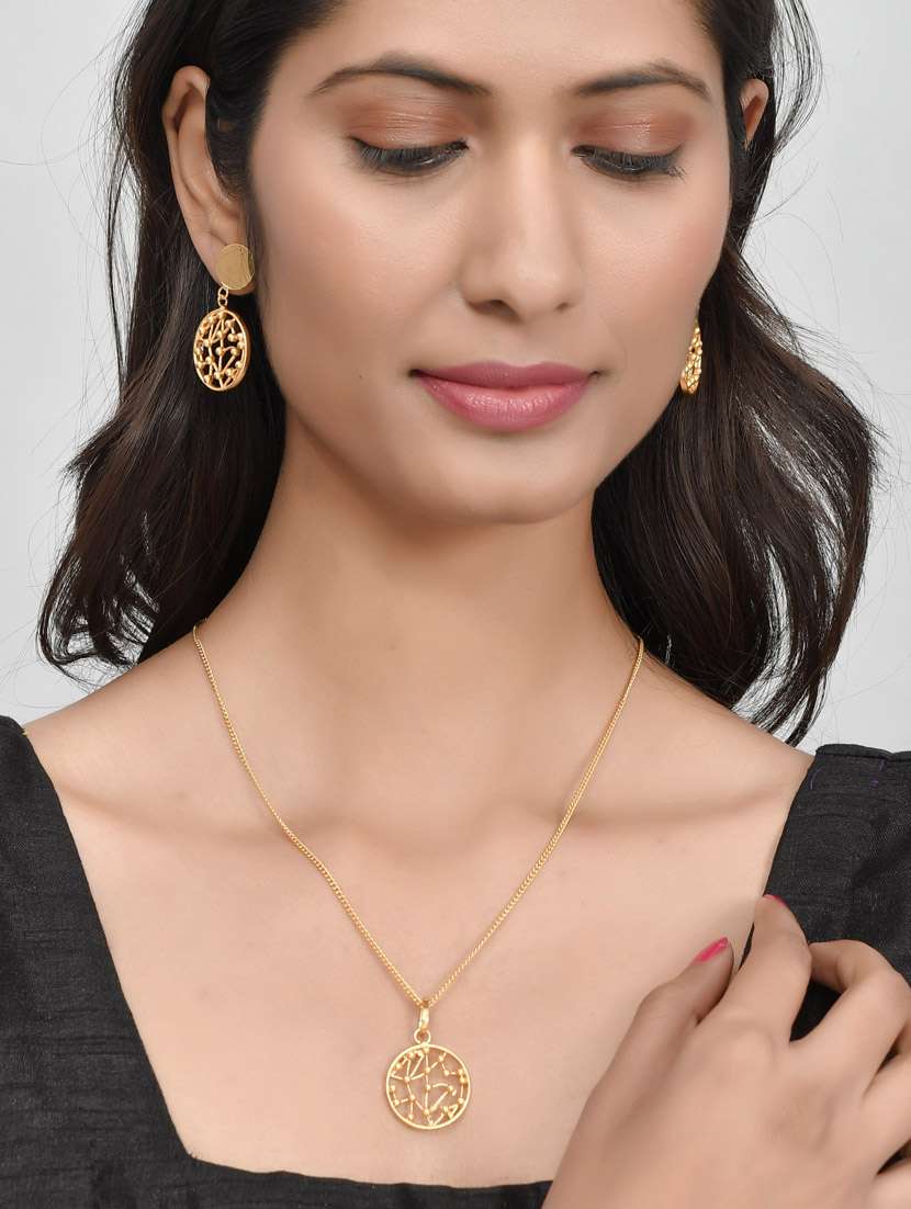 gold brass necklaces and earring - 18387644 -  Standard Image - 3
