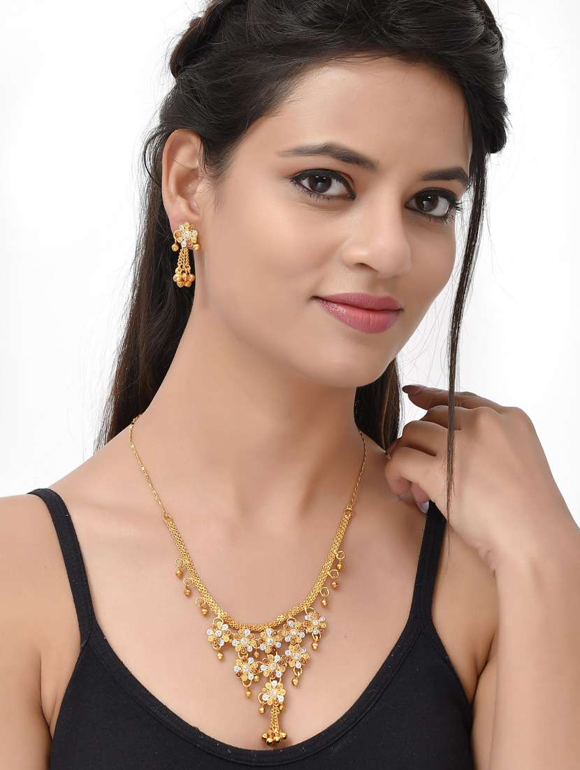 gold brass necklaces and earring - 18387652 -  Standard Image - 3