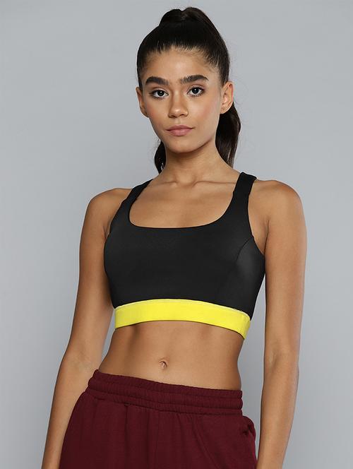 round neck solid sports bra - 18387661 - Standard Image - 0
