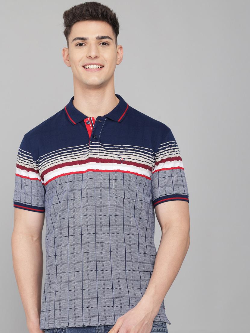 navy-blue printed polo t-shirt - 18388248 -  Zoom Image - 0