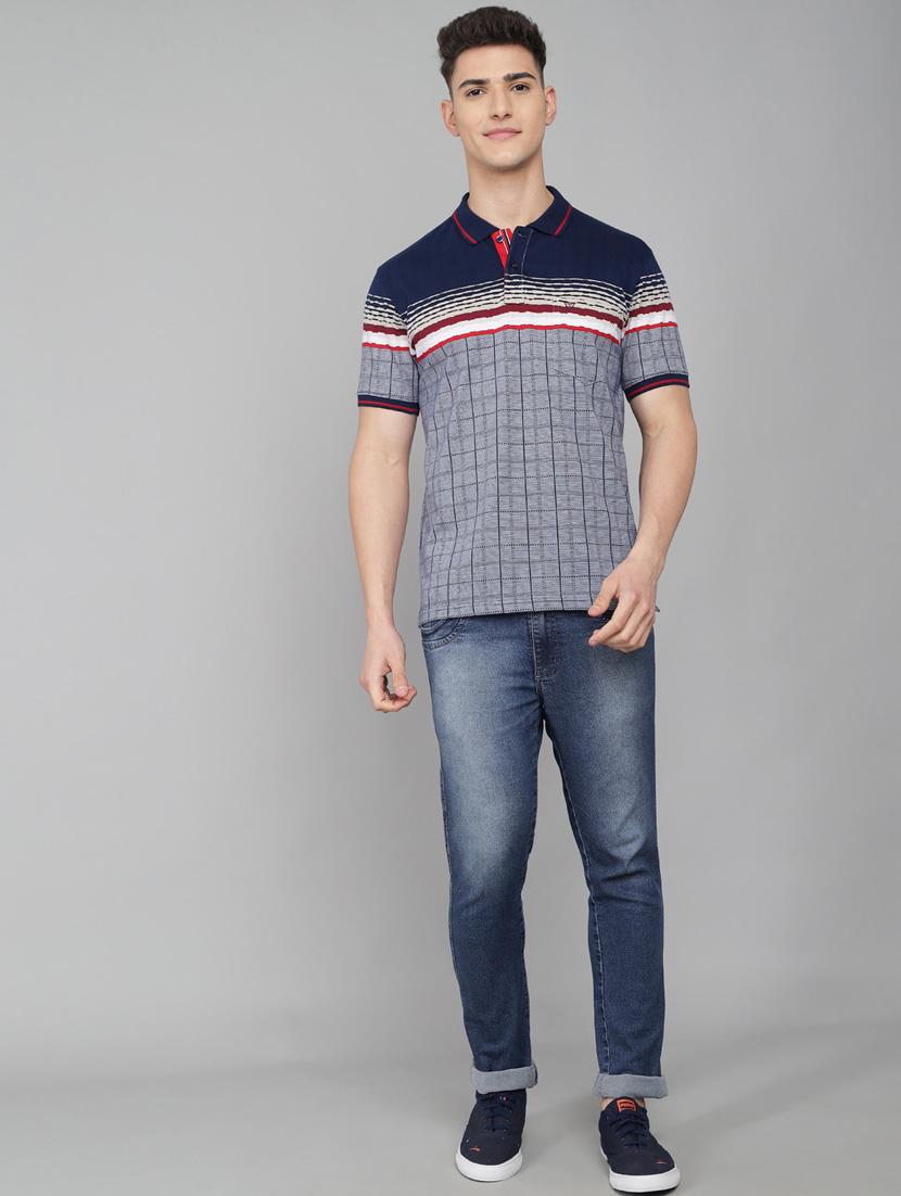 navy-blue printed polo t-shirt - 18388248 - Standard Image - 3