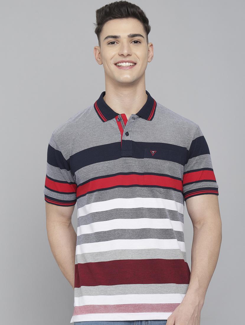 grey striped polo t-shirt - 18388249 -  Zoom Image - 0