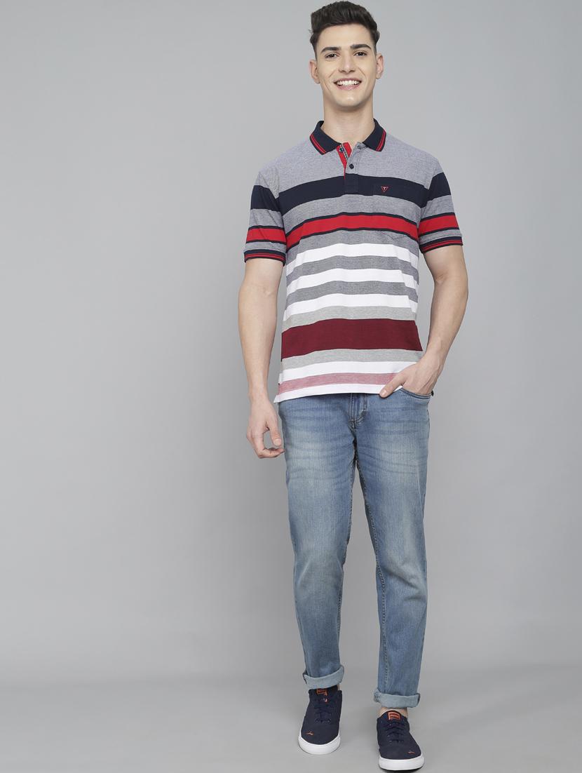 grey striped polo t-shirt - 18388249 - Standard Image - 3