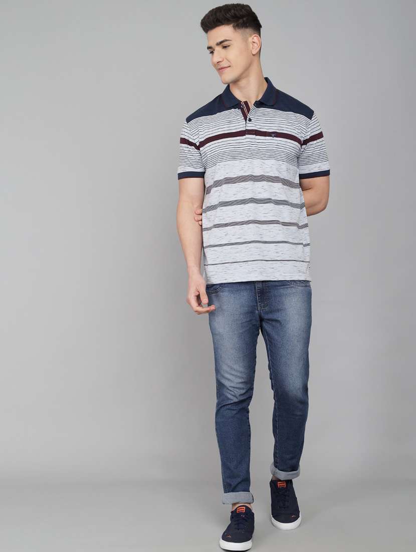 navy-blue striped polo t-shirt - 18388252 - Standard Image - 3