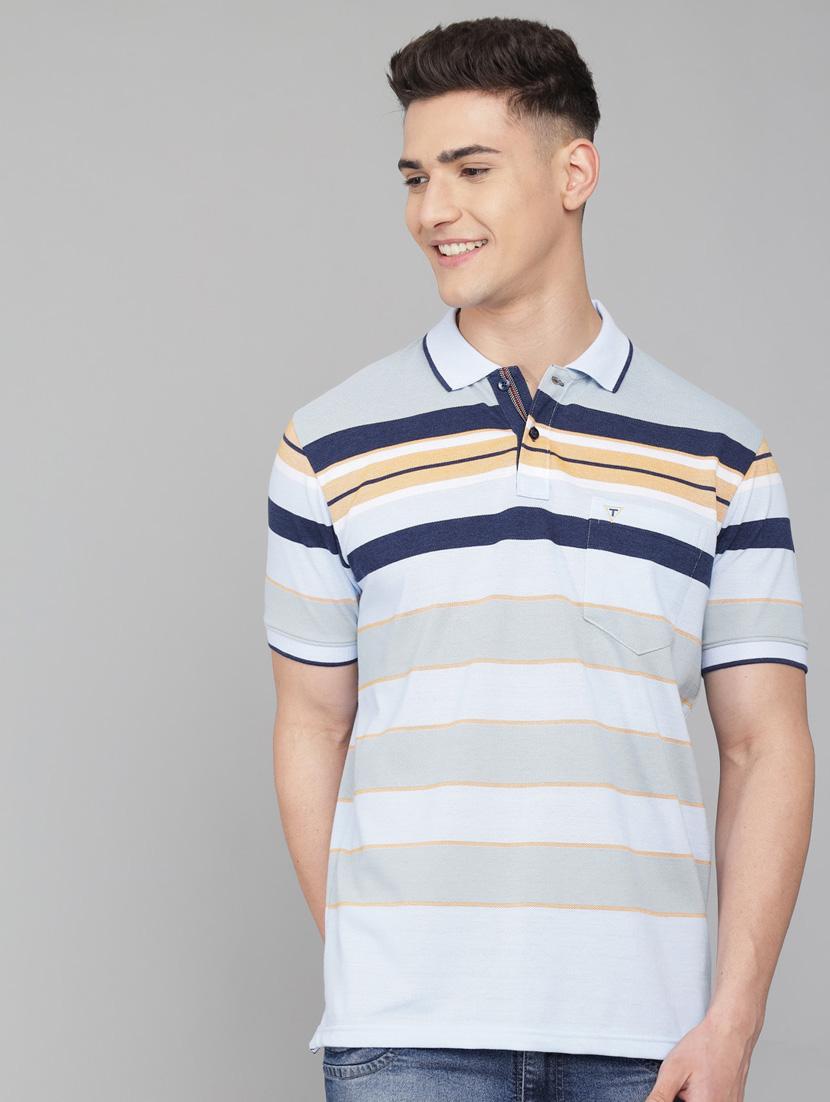 light-blue striped polo t-shirt - 18388254 - Zoom Image - 0