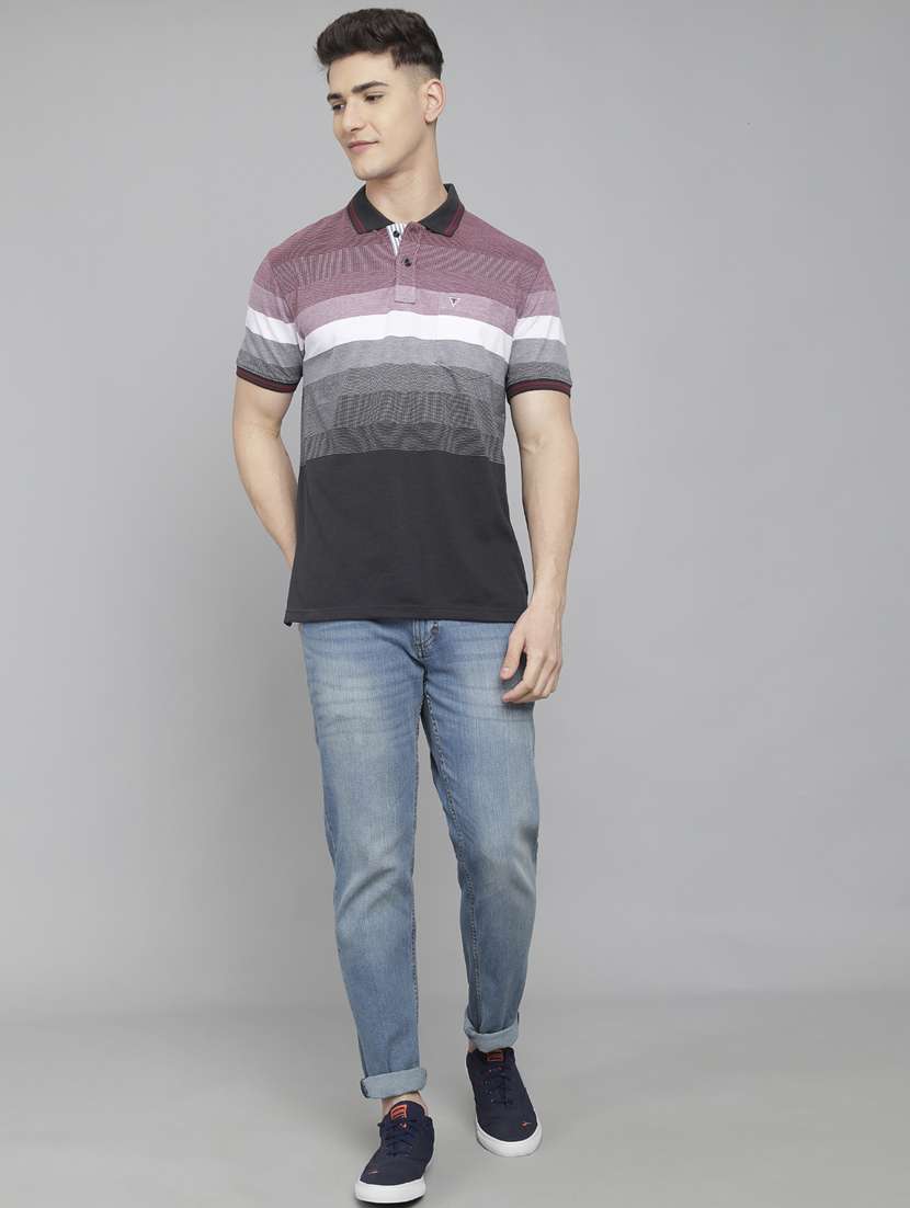 grey striped polo t-shirt - 18388256 - Standard Image - 3