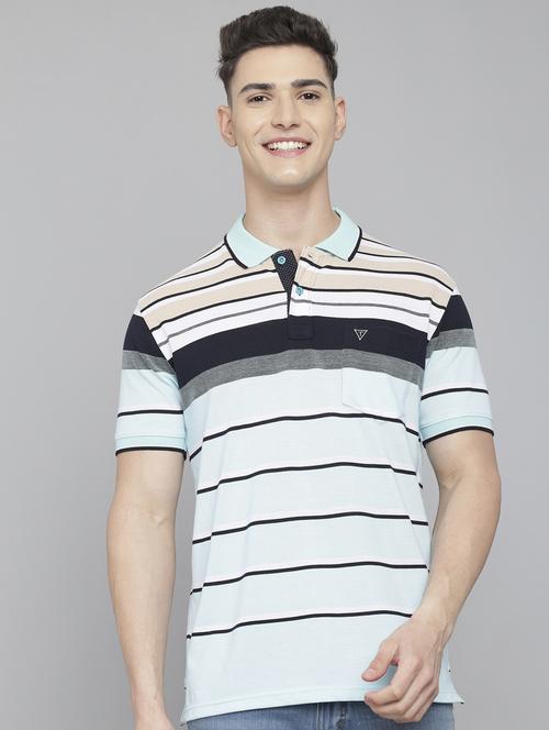 sea green striped polo t-shirt - 18388260 -  Standard Image - 0