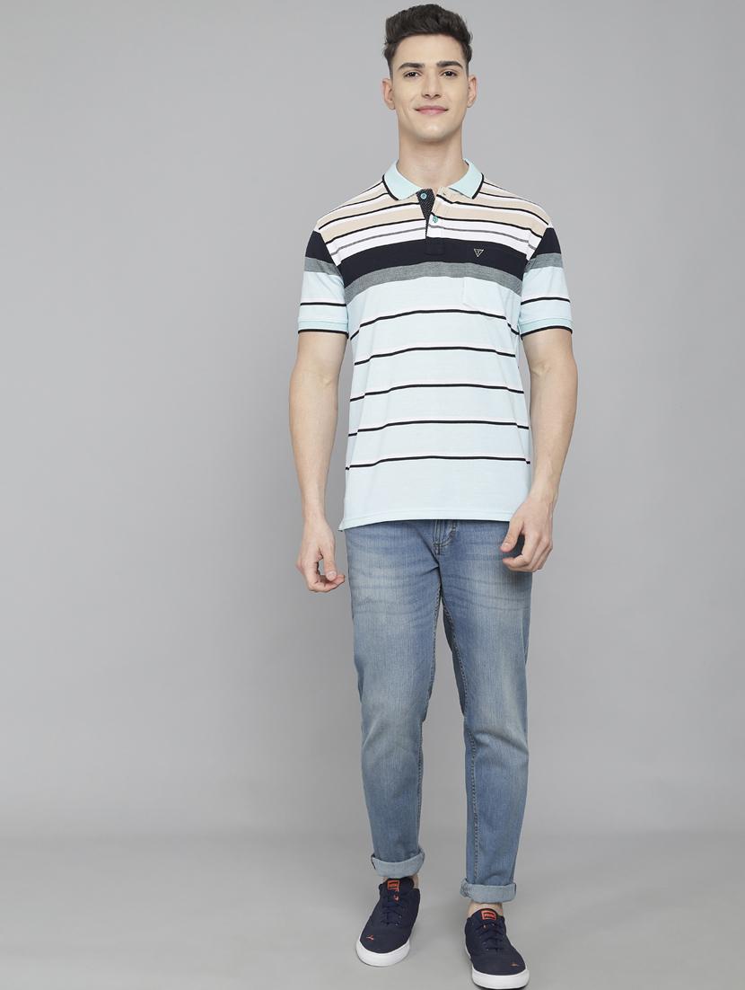 sea green striped polo t-shirt - 18388260 - Standard Image - 3