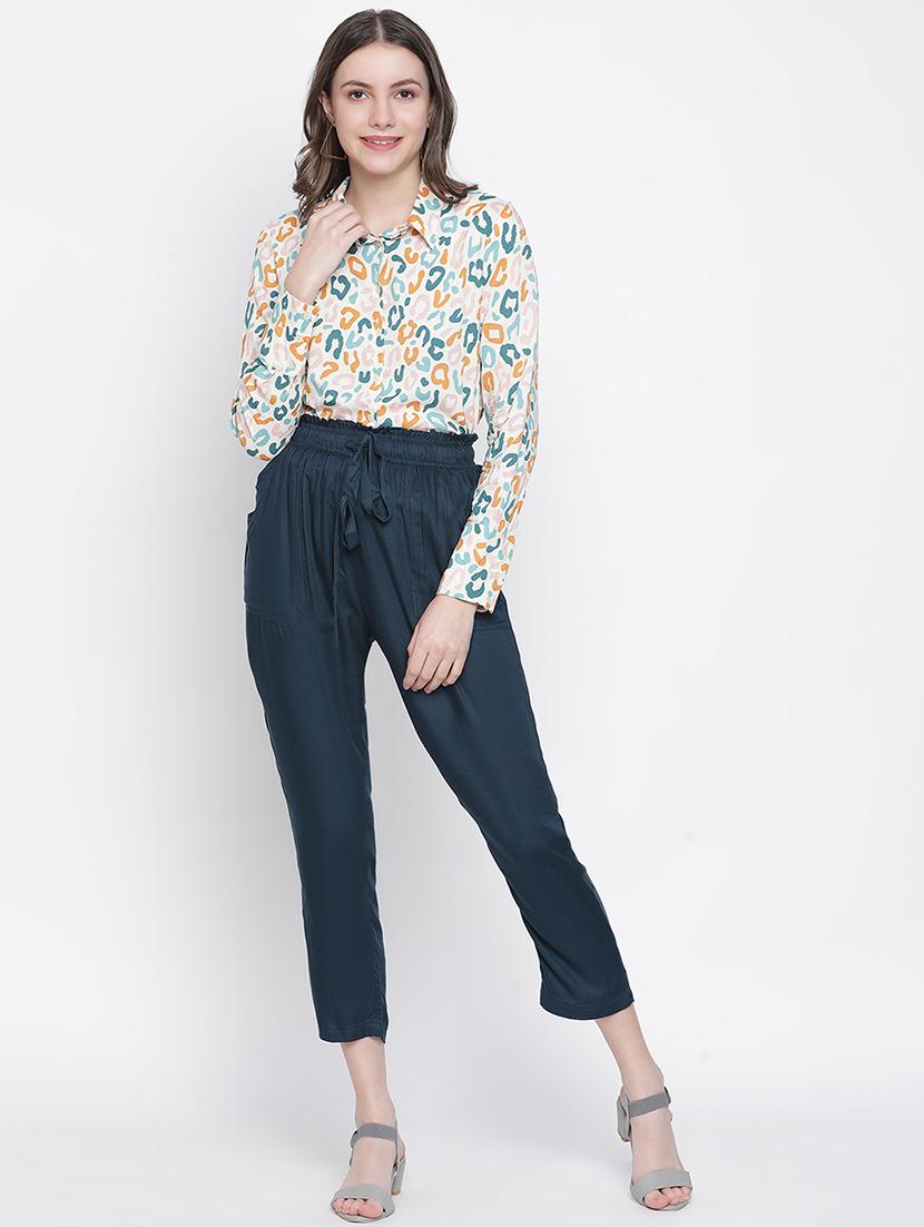 tie front solid peg trouser - 18388371 - Standard Image - 3