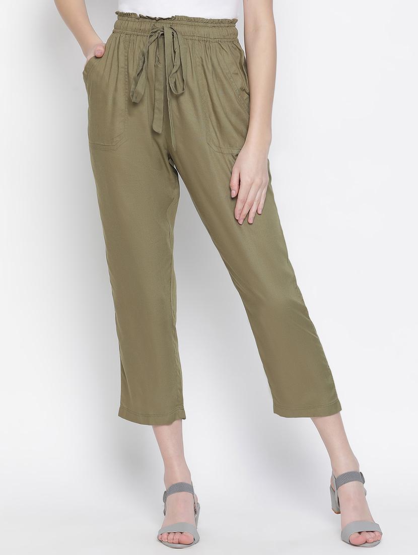 tie front solid peg trouser - 18388372 - Zoom Image - 0