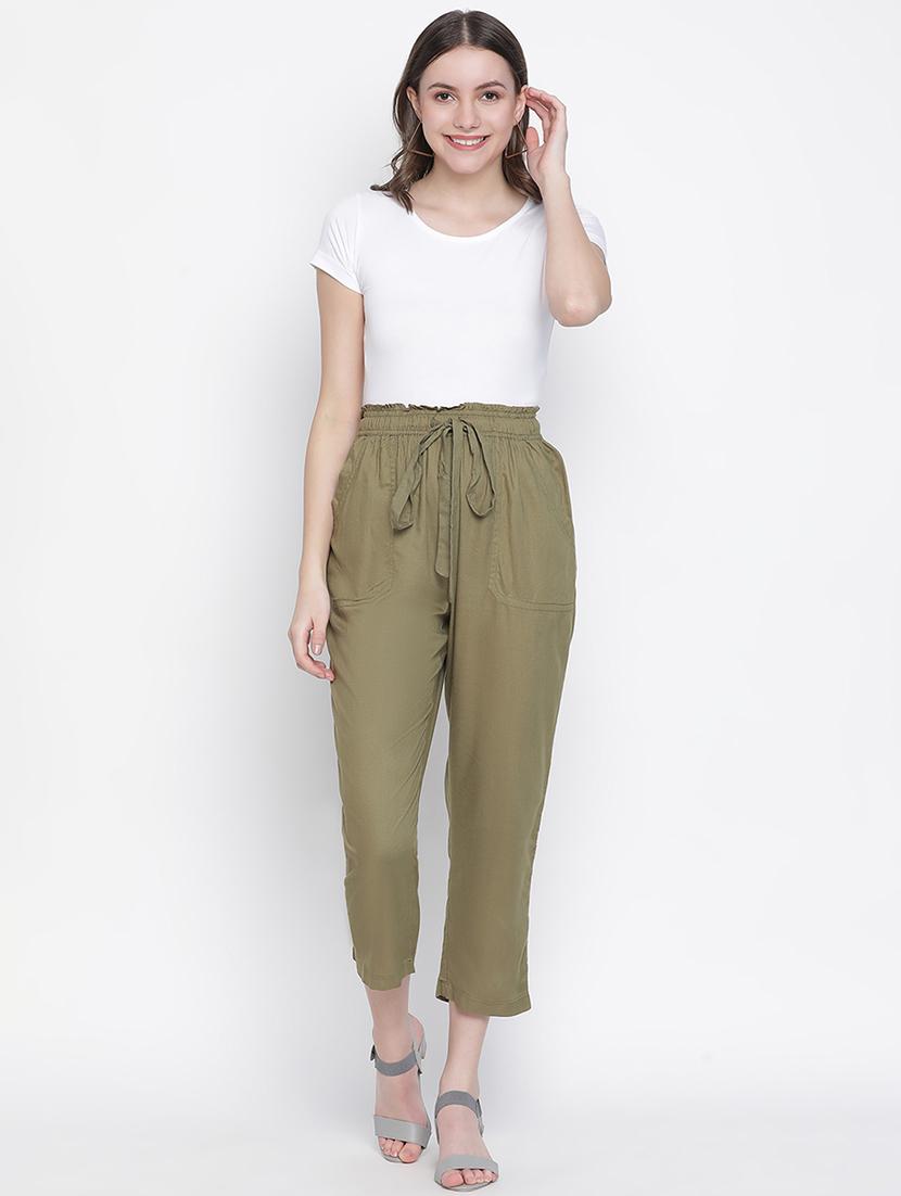 tie front solid peg trouser - 18388372 - Standard Image - 3