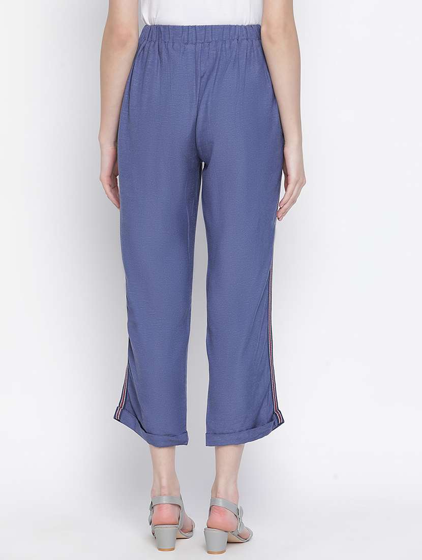 blue side taped flat front trouser - 18388375 -  Standard Image - 3