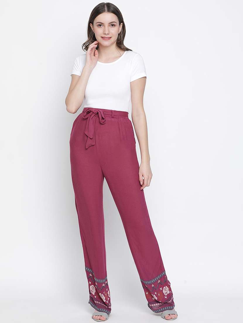 tie front printed hem flat front trouser - 18388376 -  Standard Image - 3