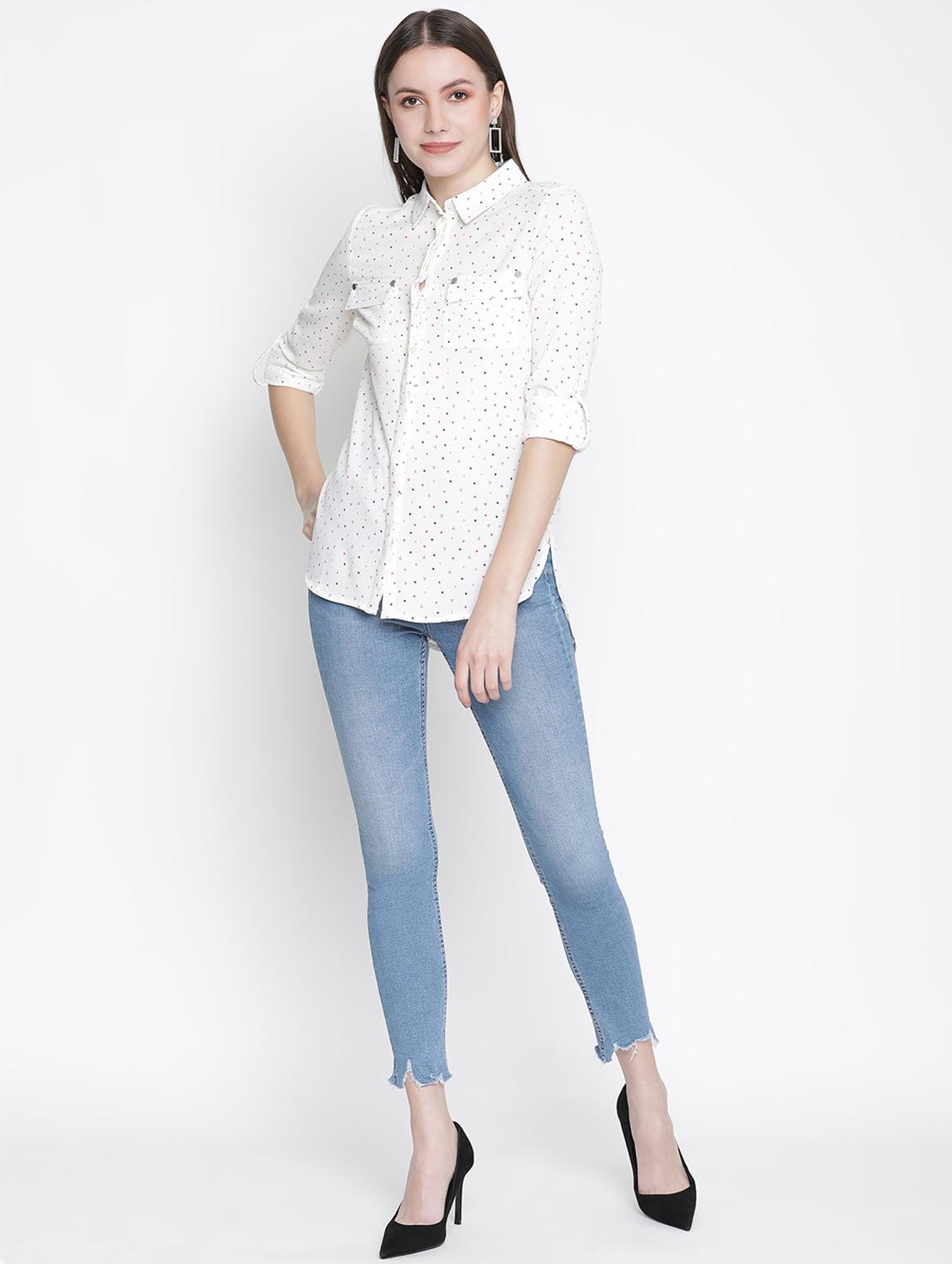 curved hem printed shirt - 18388423 - Standard Image - 3