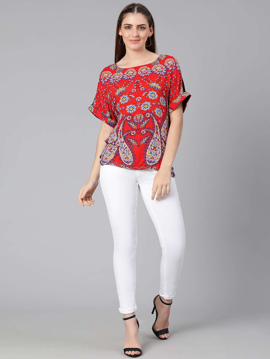round neck printed top - 18388444 -  Standard Image - 3