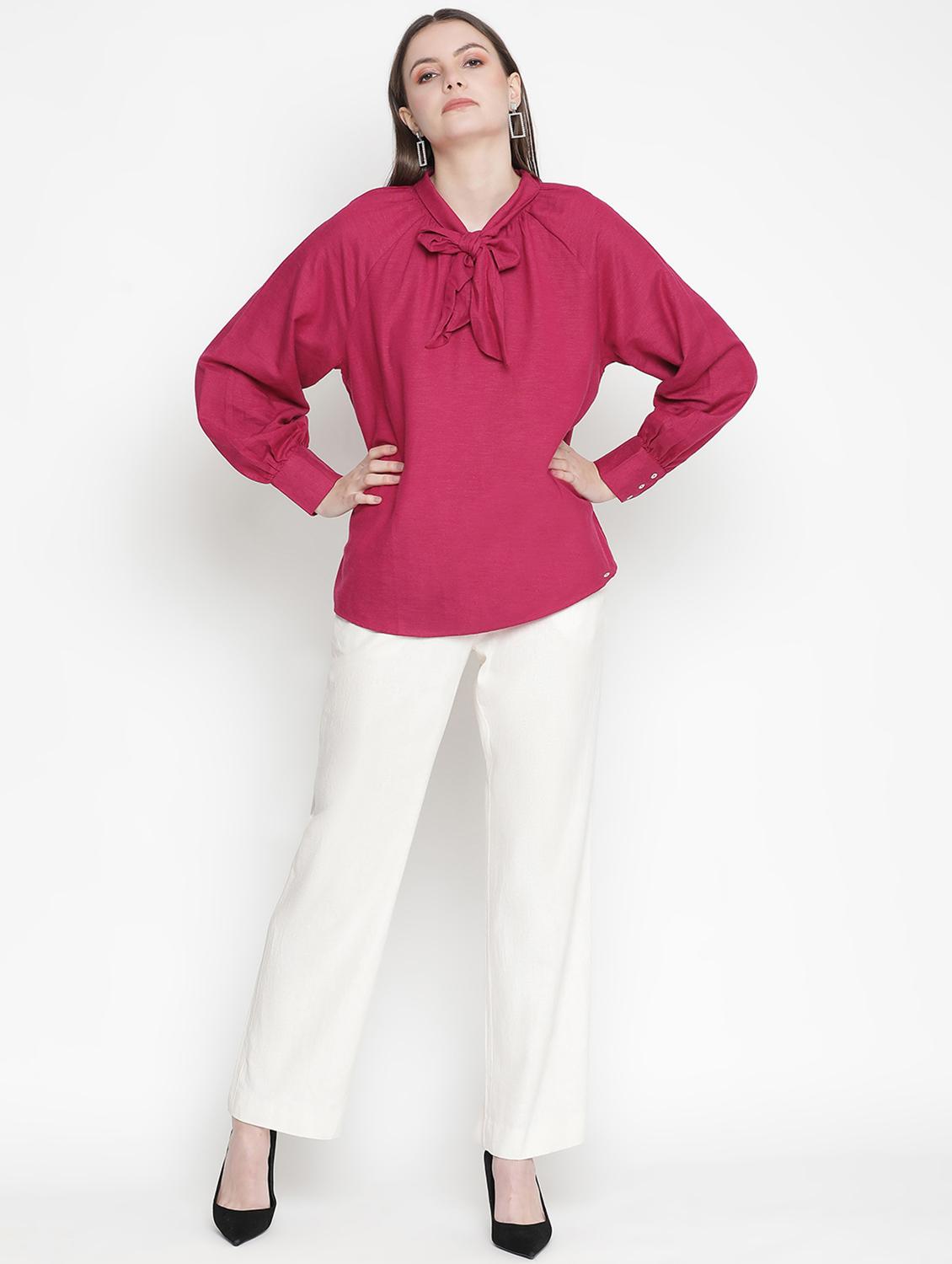 tie up neck solid top - 18388452 - Standard Image - 3