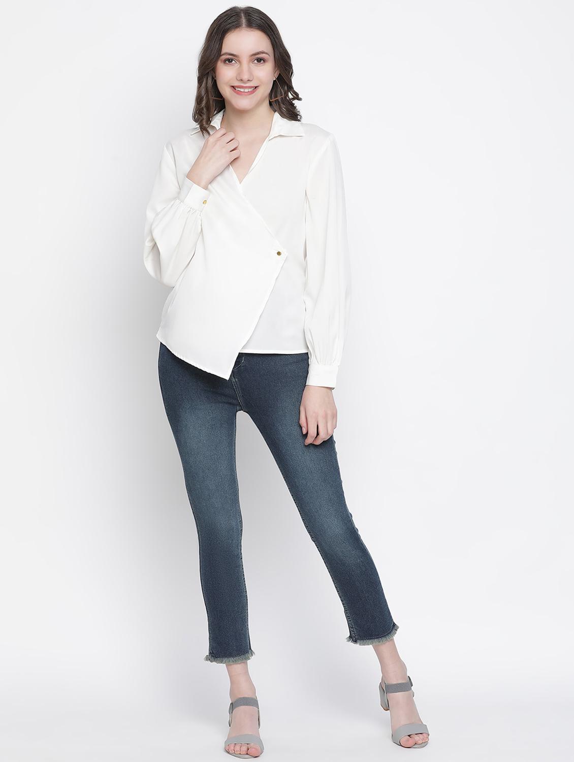 overlap neck high low top - 18388483 - Standard Image - 3