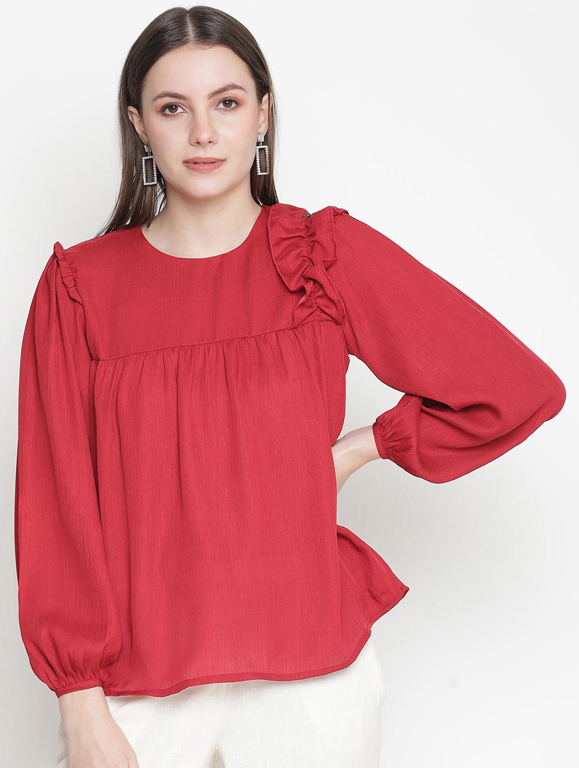 women's straight round neck top - 18388485 -  Zoom Image - 0