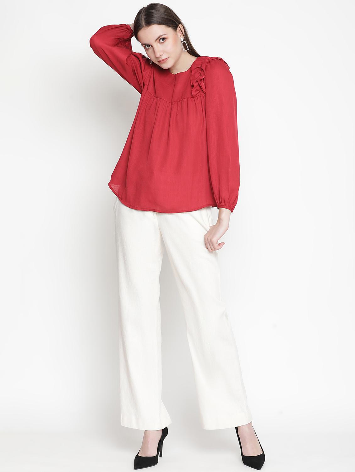 women's straight round neck top - 18388485 - Standard Image - 3