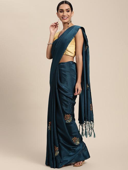 floral embroidered saree with blouse - 18388703 -  Standard Image - 0