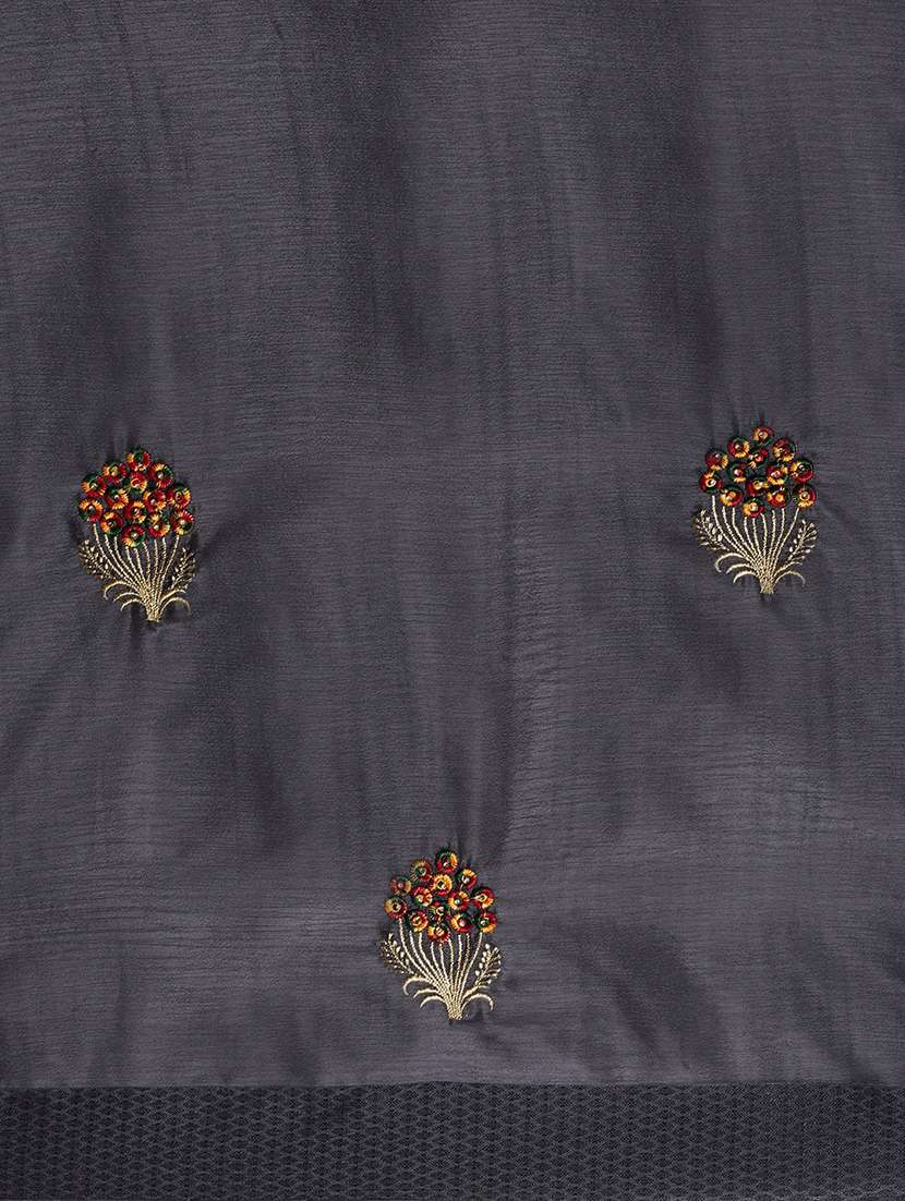 grey chiffon embroidered saree with blouse - 18388706 -  Standard Image - 3