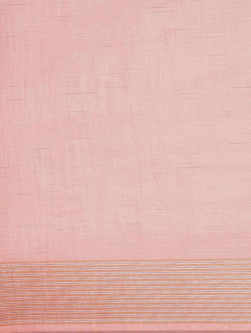 women's solid peach colored saree with blouse - 18389406 -  Standard Image - 3