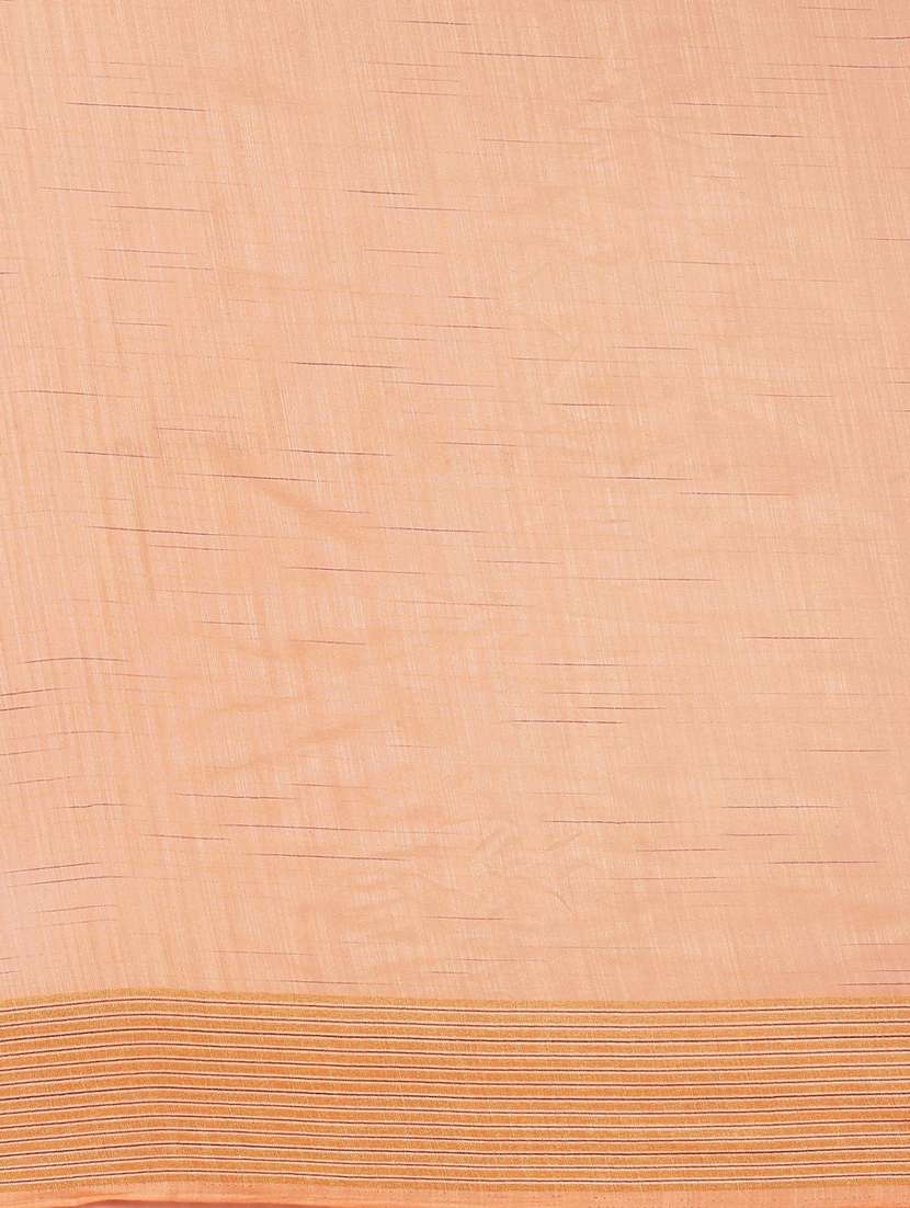 peach cotton silk plain saree - 18389409 -  Standard Image - 3