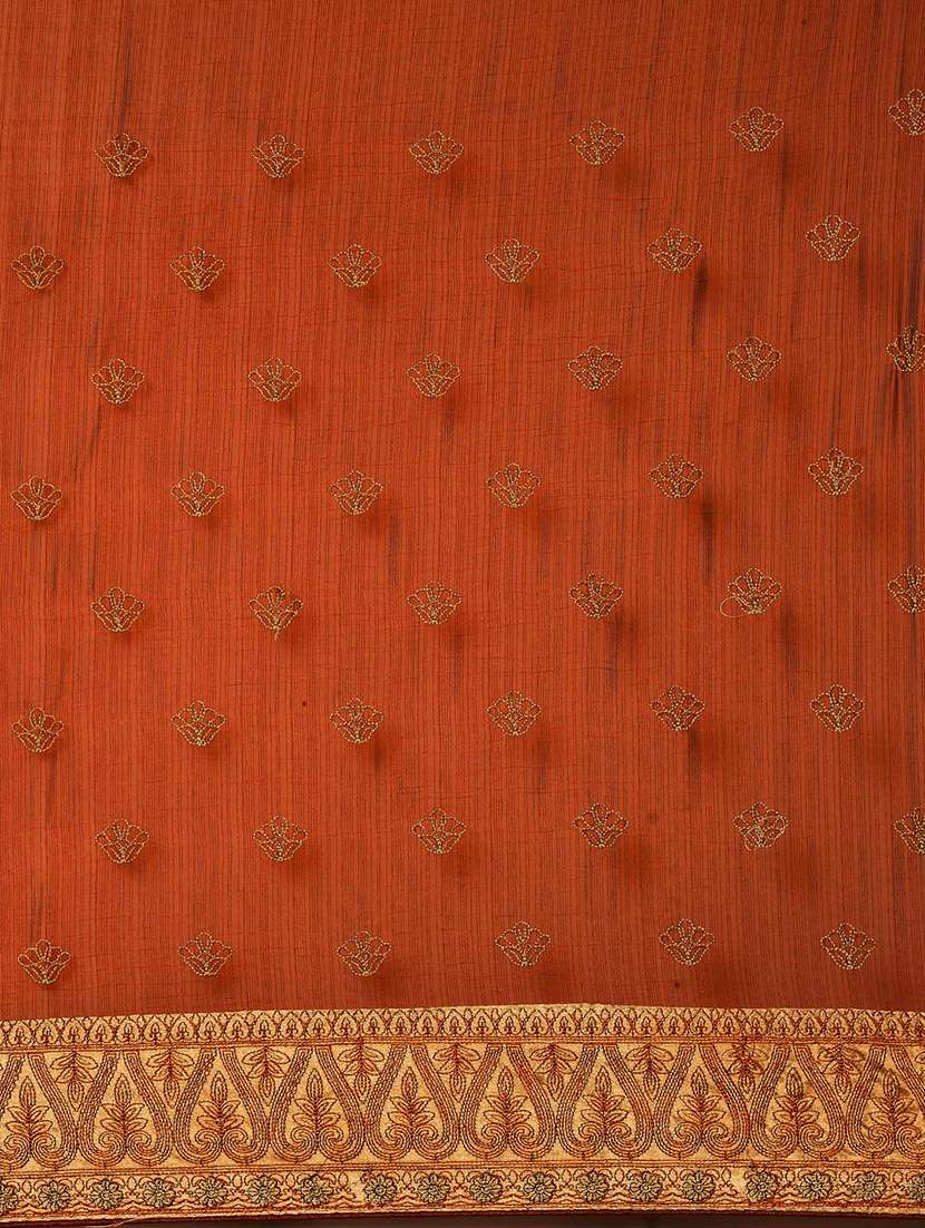 orange chiffon embroidered saree with blouse - 18389604 -  Standard Image - 3