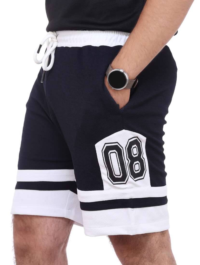 navy blue color-blocked short - 18389899 -  Standard Image - 3