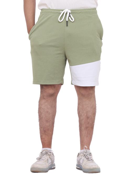 green color-blocked short - 18389911 -  Standard Image - 0