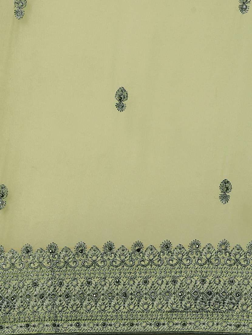green georgette embroidered saree with blouse - 18390130 -  Standard Image - 3