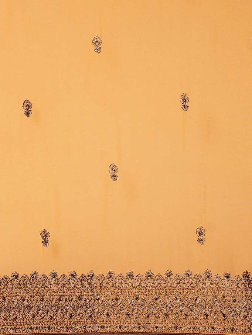 yellow georgette embroidered saree with blouse - 18390131 - Standard Image - 3