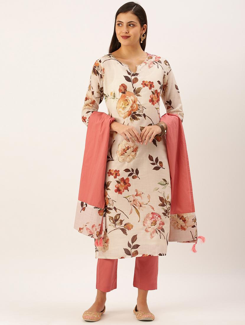 women three quarter sleeve kurta pant with dupatta set - 18390261 - Zoom Image - 0