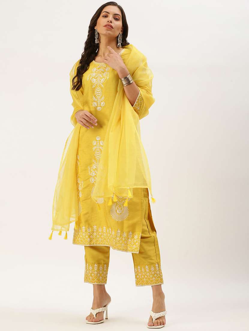 yellow silk kurta salwar  set