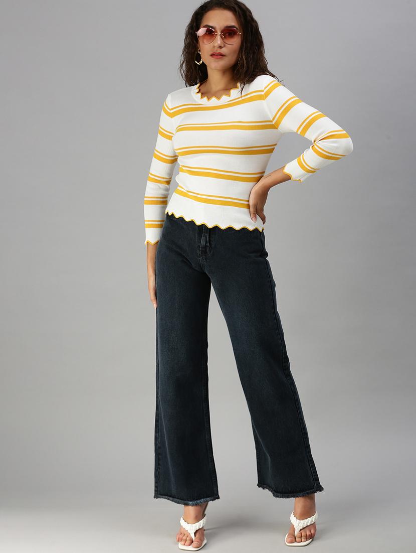 women's plain wide leg jeans - 18390284 - Standard Image - 3