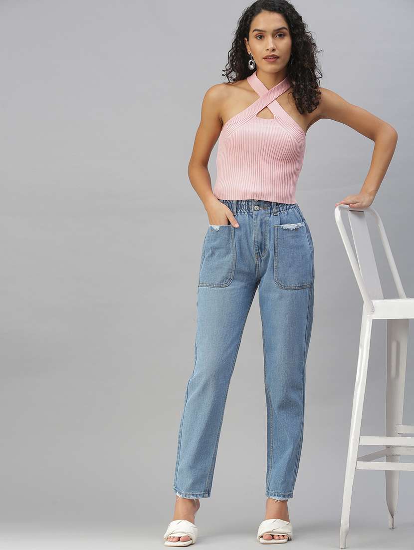 high rise stone wash jean - 18390293 -  Standard Image - 3