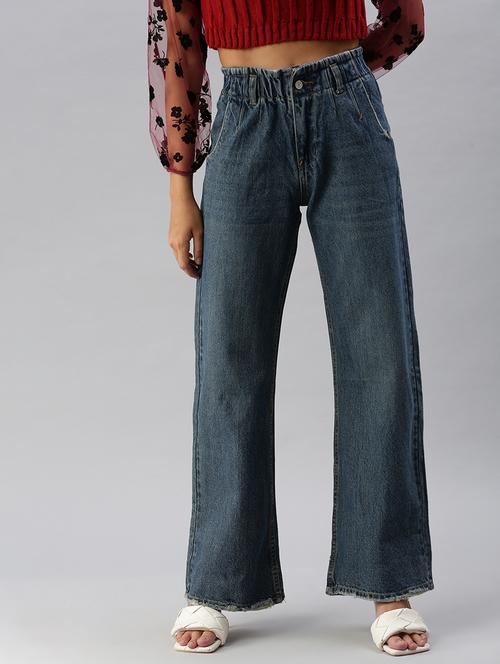 women's plain wide leg jeans - 18390301 - Standard Image - 0